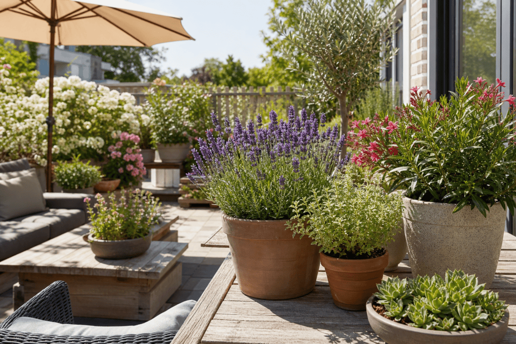 Hoe kies je planten voor een zonnig terras?