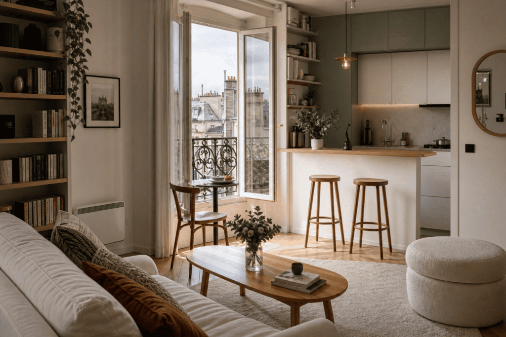 Hoe maak je een klein appartement in Parijs praktisch en gezellig?