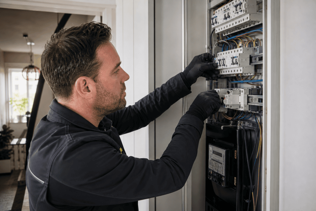 Wat doet een elektricien bij het vernieuwen van de meterkast?