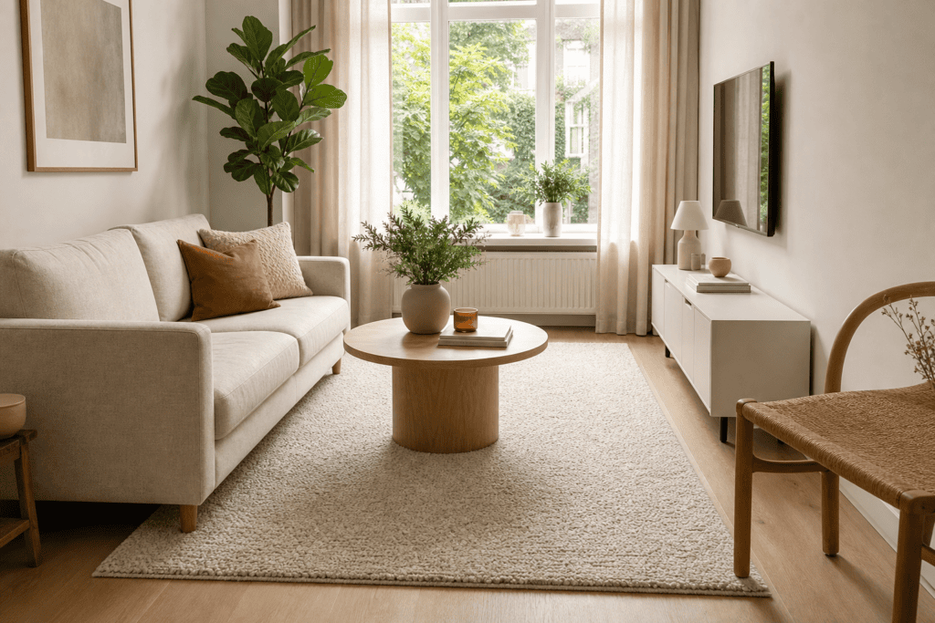 Welk vloerkleed past het beste bij een kleine woonkamer?