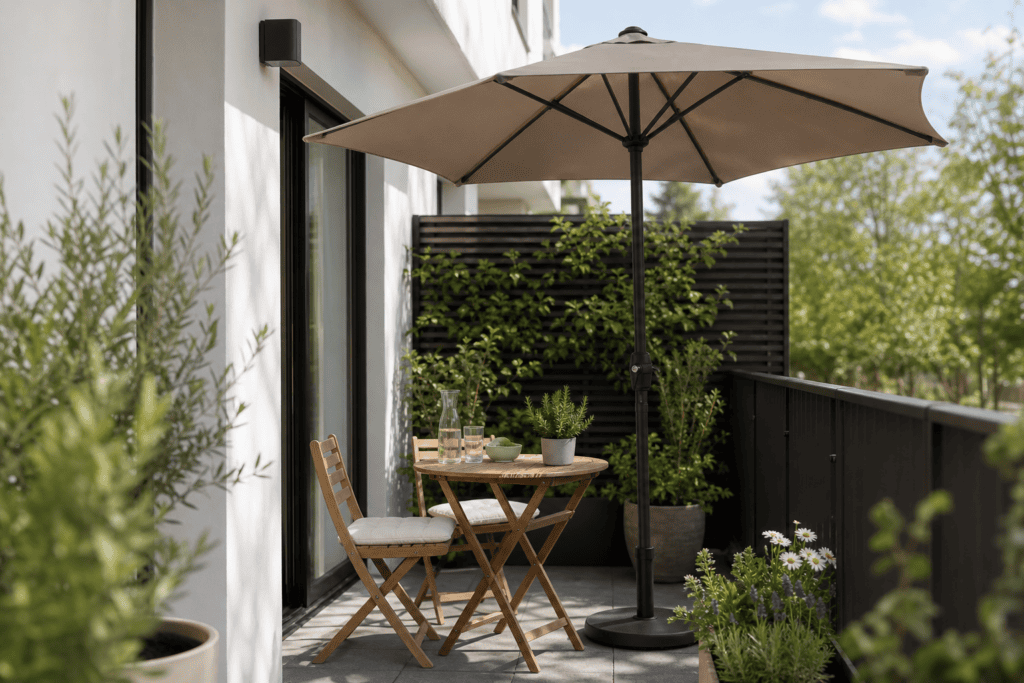 Welke parasol past bij een klein terras?